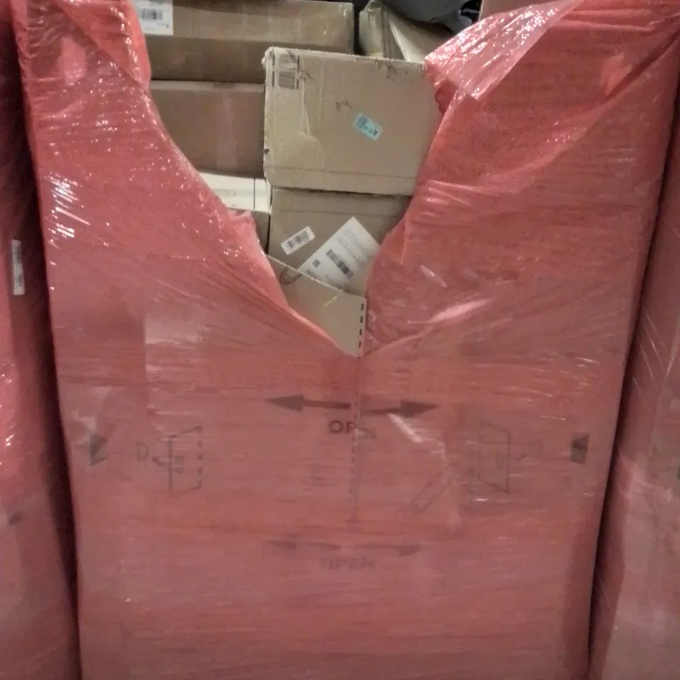 PALLET CONTAINING VARIOUS ASSORTED BOXED HOUSEHOLD ITEMS TO INCLUDE:TOILET RISER, PET BEDS, MINI FRIDGE, CAMPING RUCKSACK AND LOTS MORE UNMARKED BOXED ITEMS 