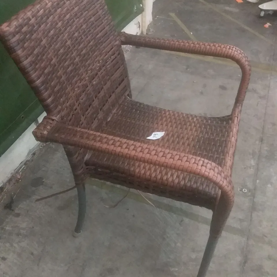 RATTAN EFFECT GARDEN CHAIR BROWN 