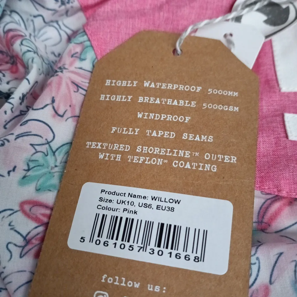 LIGHTHOUSE WILLOW PINK WOMEN'S WATERPROOF JACKET – UK10 (US6, EU38)