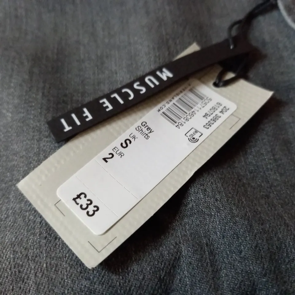 RIVER ISLAND GREY MUSCLE FIT SHIRT - S