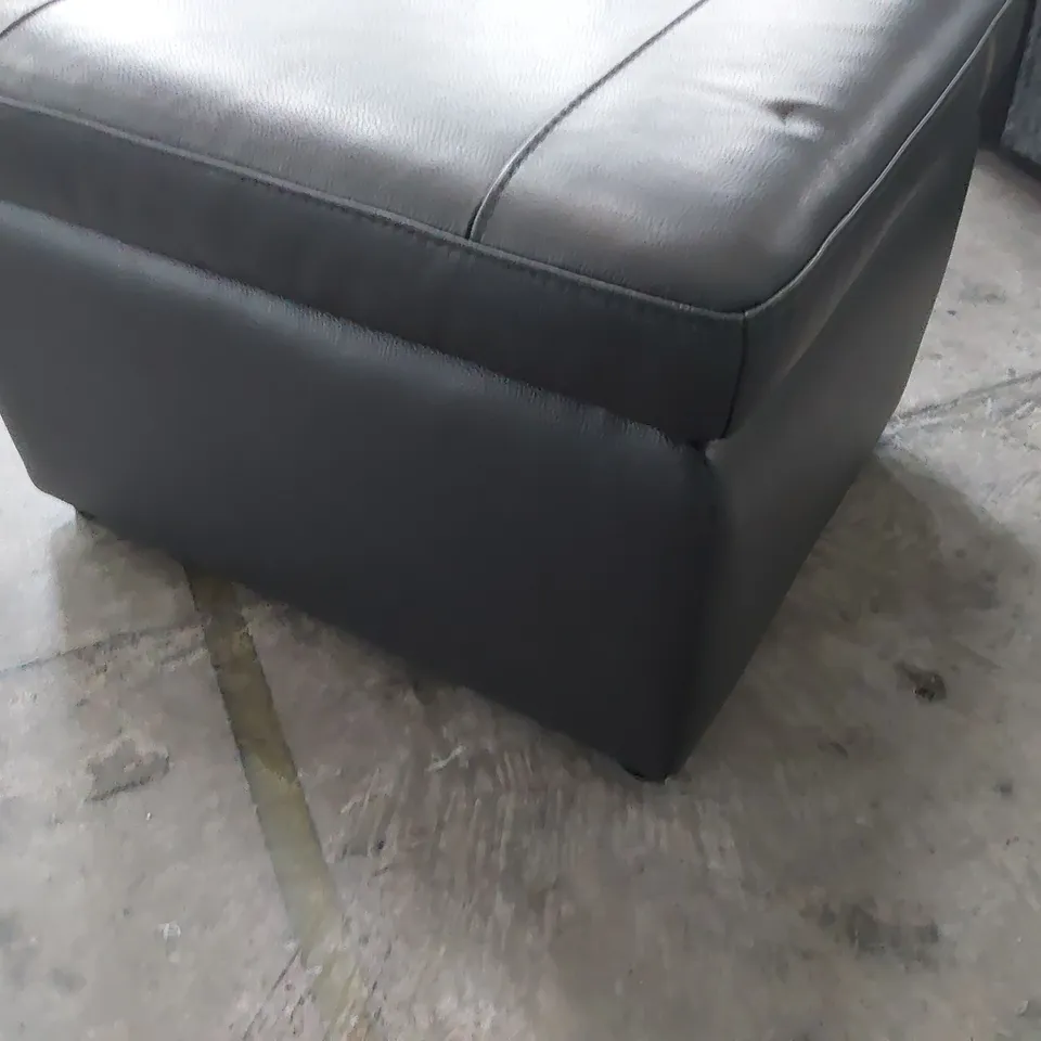 DESIGNER STORAGE FOOTSTOOL CHARCOAL LEATHER 