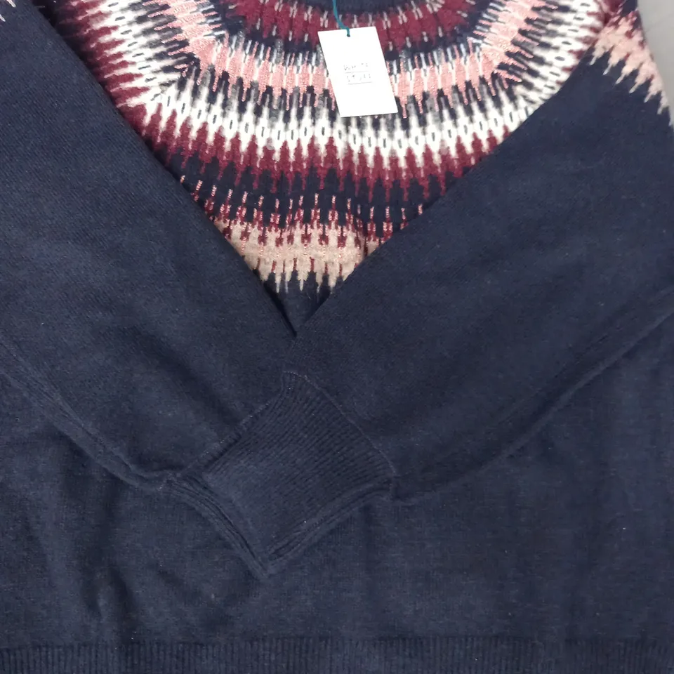 WHITE STUFF FRANKIE FAIRISLE JUMPER IN DARK NAVY SIZE 10
