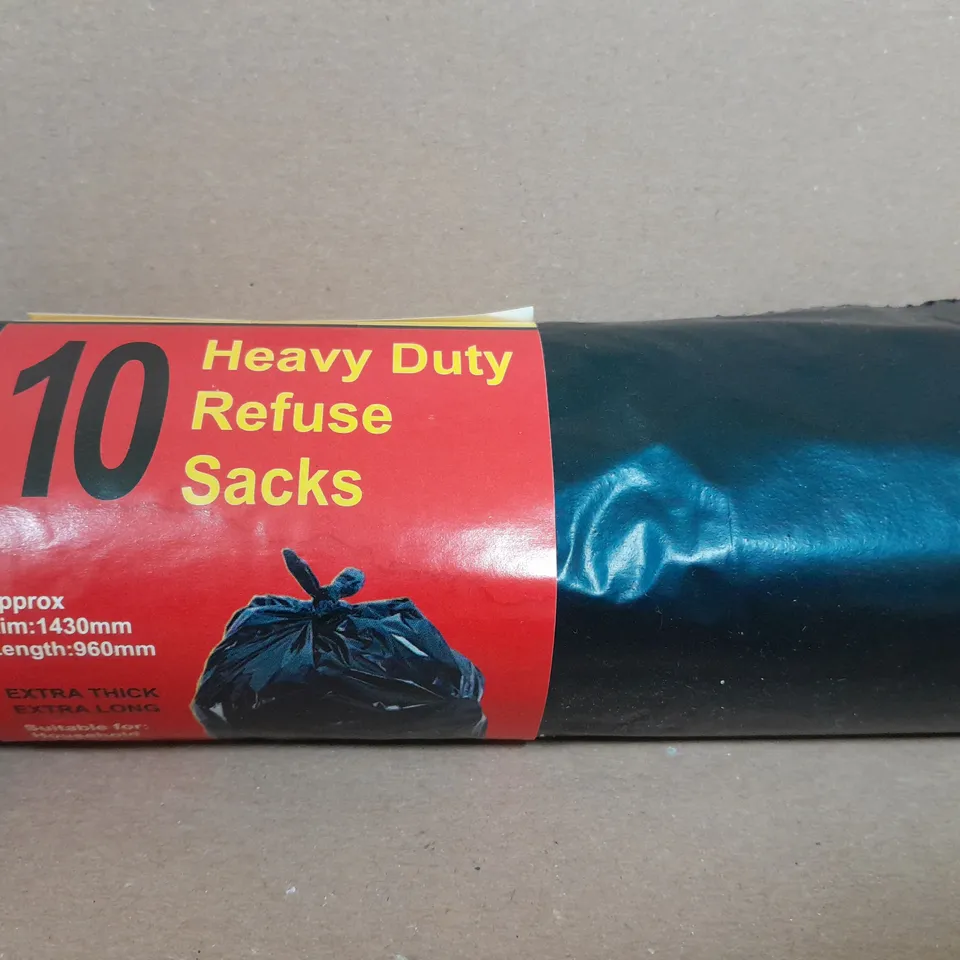 BOX OF APPROX 8 ASSORTED 10 HEAVY DUTY REFUSE SACKS IN BLACK