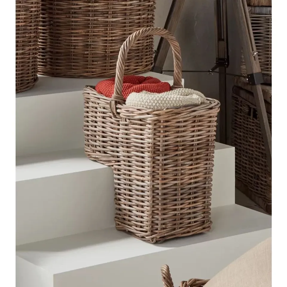 BOXED BARINGER KUBU RATTAN STAIR BASKET (1 BOX)