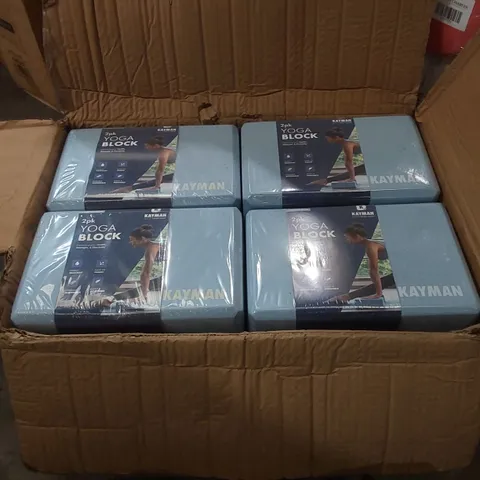 BOX CONTAINING APPROXIMATELY 12x 2PCS KAYMAN YOGA BLOCKS 