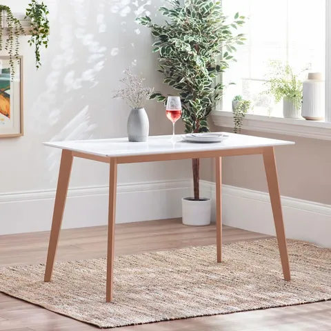 BOXED ROSMAN SOLID WOOD RECTANGULAR DINING TABLE WITH LUXURY VENEER TOP