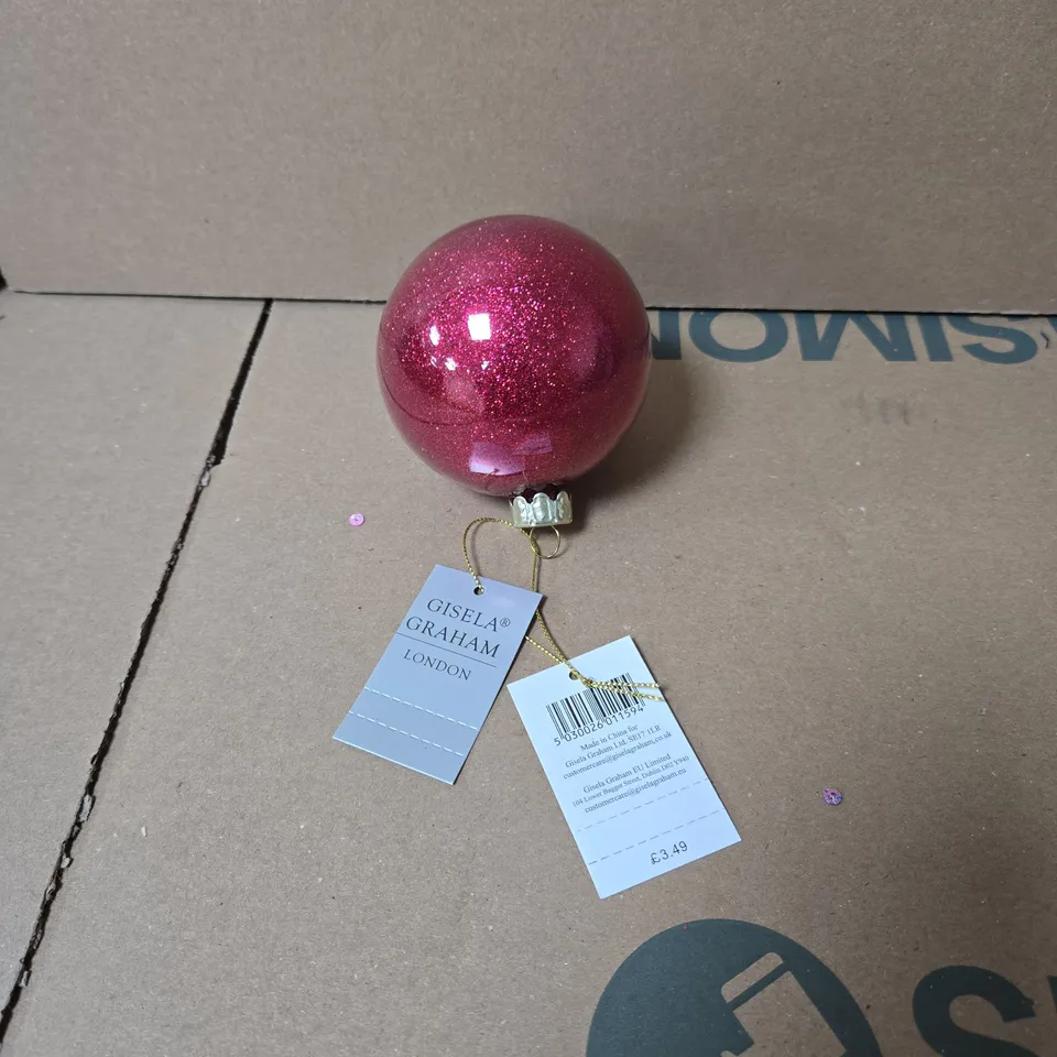 SET OF 12 GISELA GRAHAM LONDON PINK/RED CHRISTMAS BAUBLES BOXED