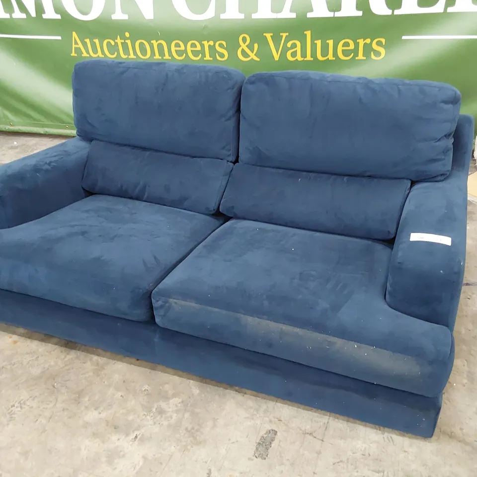 QUALITY BRITISH DESIGNER LOUNGE Co. ROMILEY 2.5 SEATER SOFA MIDNIGHT INDIGO PLUSH FABRIC 