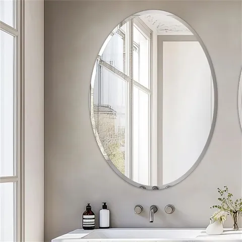BOXED OVAL FLAT RITHI WALL MIRROR SIZE:70CM X 50CM