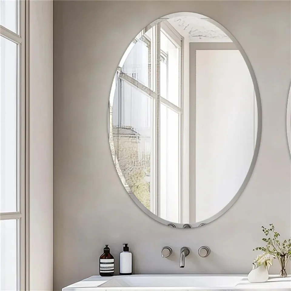 BOXED OVAL FLAT RITHI WALL MIRROR SIZE:70CM X 50CM