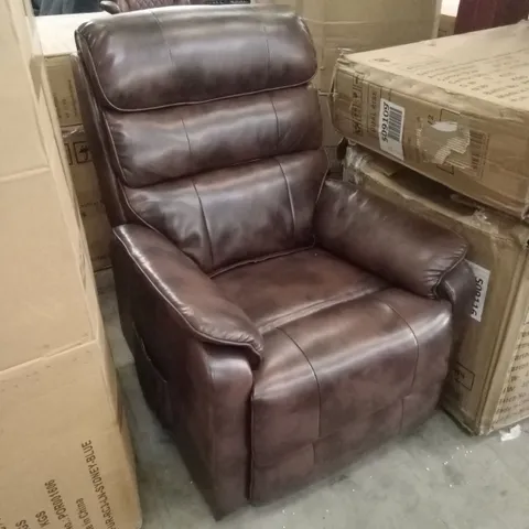DESIGNER BROWN FAUX LEATHER POWER RECLINER CHAIR 