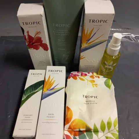 TROPIC LOT OF 7 ASSORTED COSMETIC PRODUCTS TO INCLUDE - REFRESHING FACIAL MIST - SMOOTHING CLEANSER - NOURISHING MOISTURISER - ETC