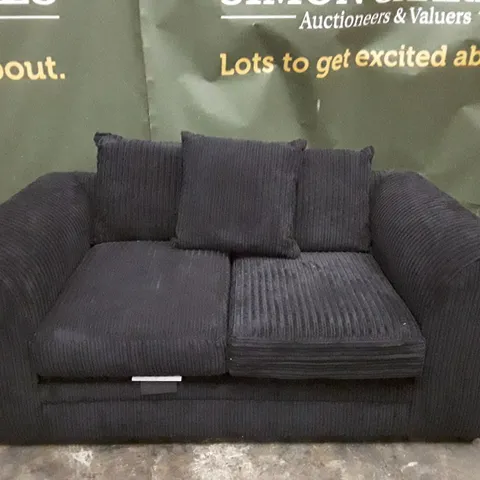 QUALITY DESIGNER 2 SEATER SOFA - BLACK CORDUROY FABRIC