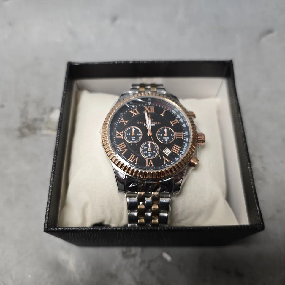 BOXED SAMUEL JOSEPH SPEED EXQUISITE TWO TONE WATCH 