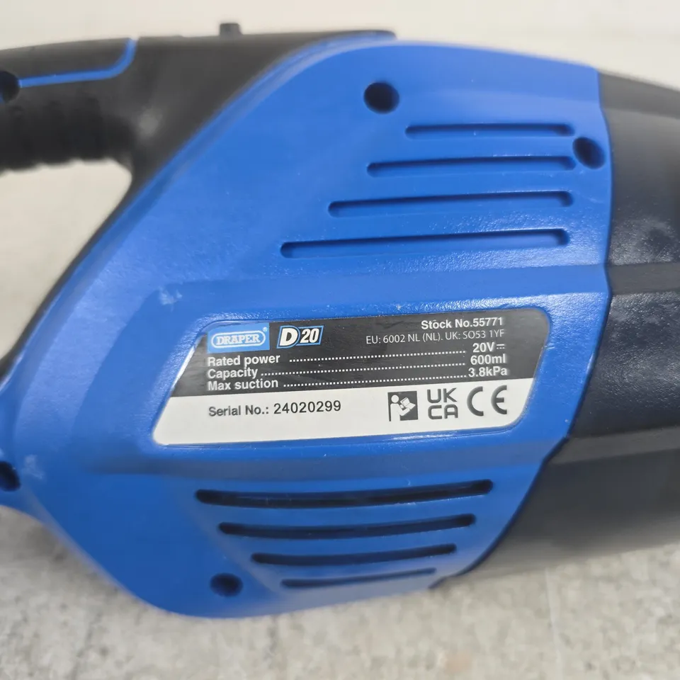 DRAPER 20V VACUUM CLEANER – BARE UNIT (BLUE)