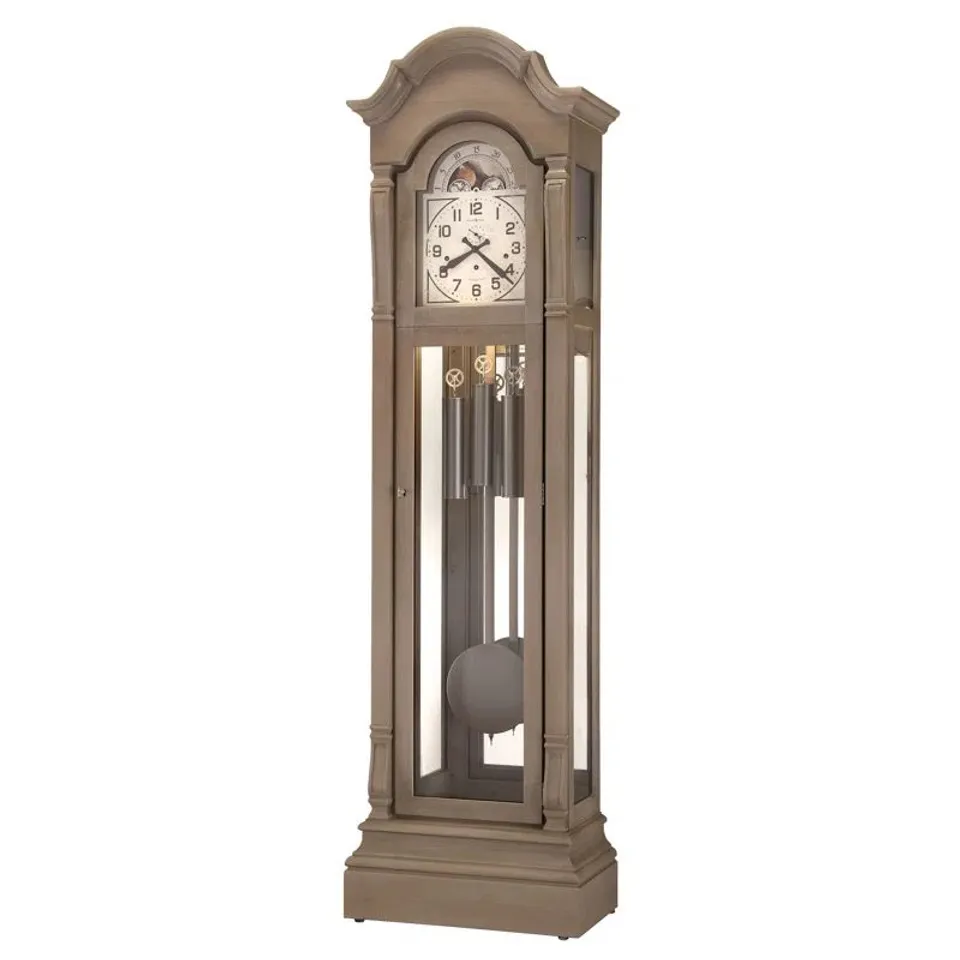 BOXED RODERICK 210cm MAPLE SOLID WOOD GRANDFATHER CLOCK - GREY (1 BOX)