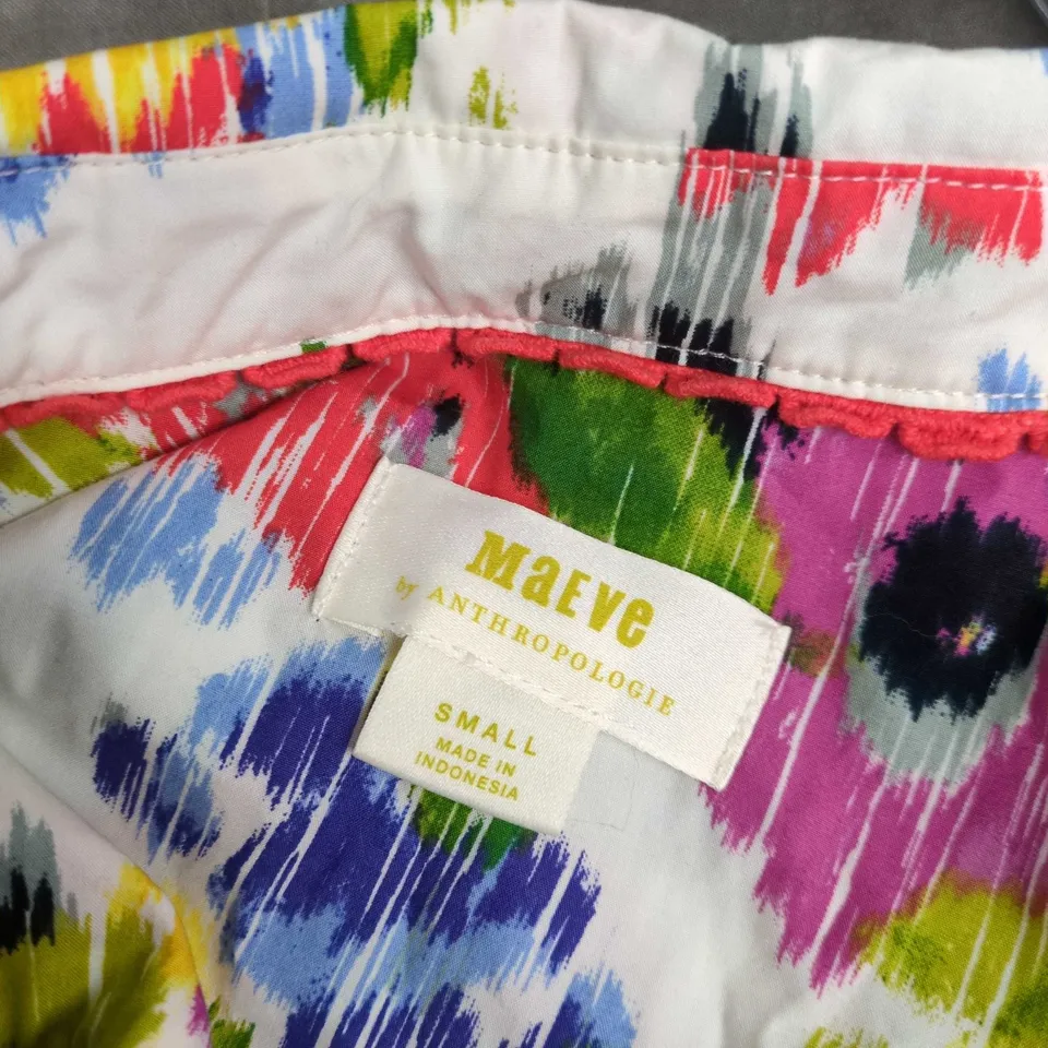 MAEVE BY ANTHROPOLOGIE FLORAL PRINT BLOUSE – MULTI, SIZE S