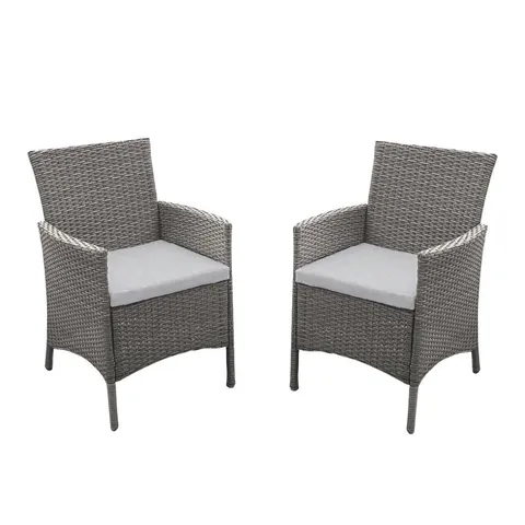 BOXED KEMBLE MARSTON DINING CHAIRS SET OF 2, GREY RATTAN WITH ASH GREY CUSHION (1 BOX)