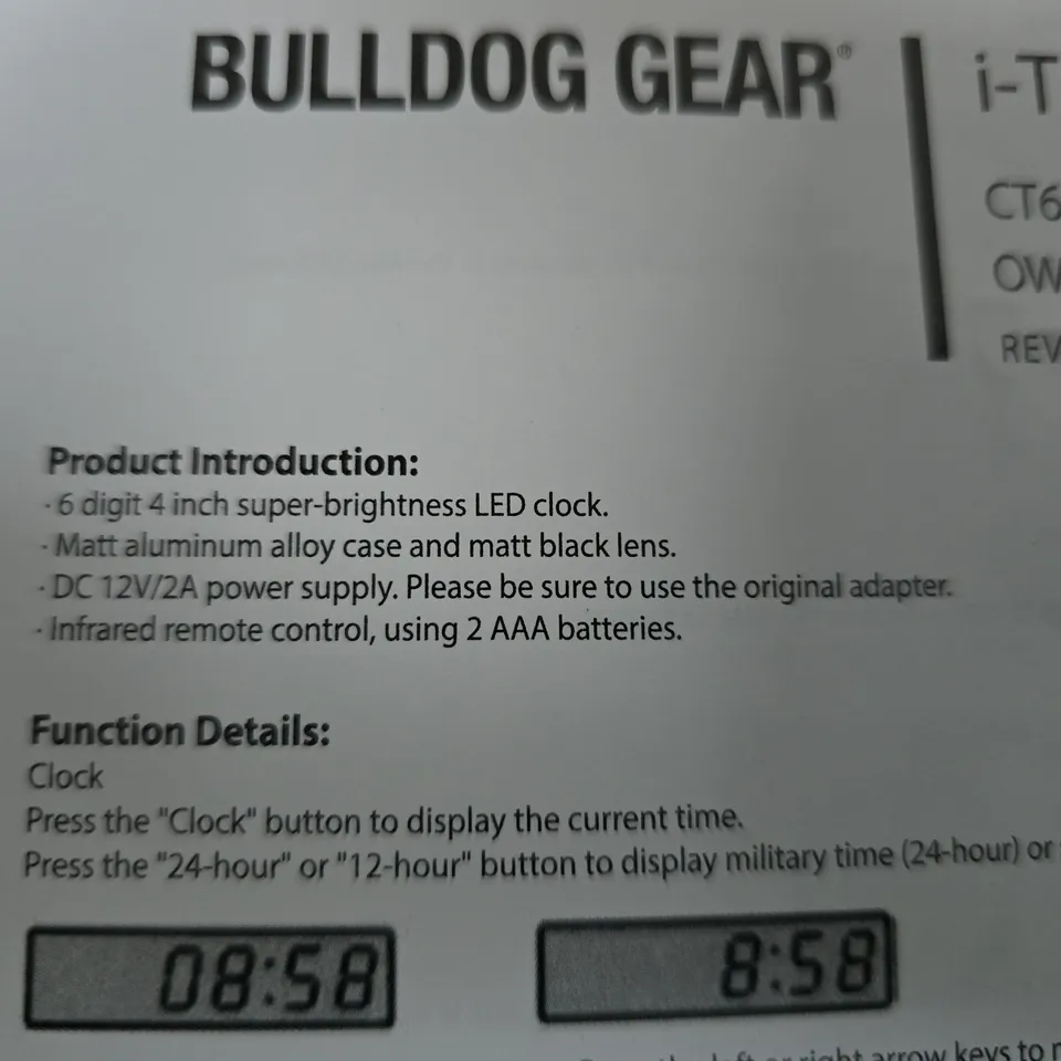 BULLDOG GEAR I-TIMER 6-DIGIT LED CLOCK – 4 INCH DISPLAY