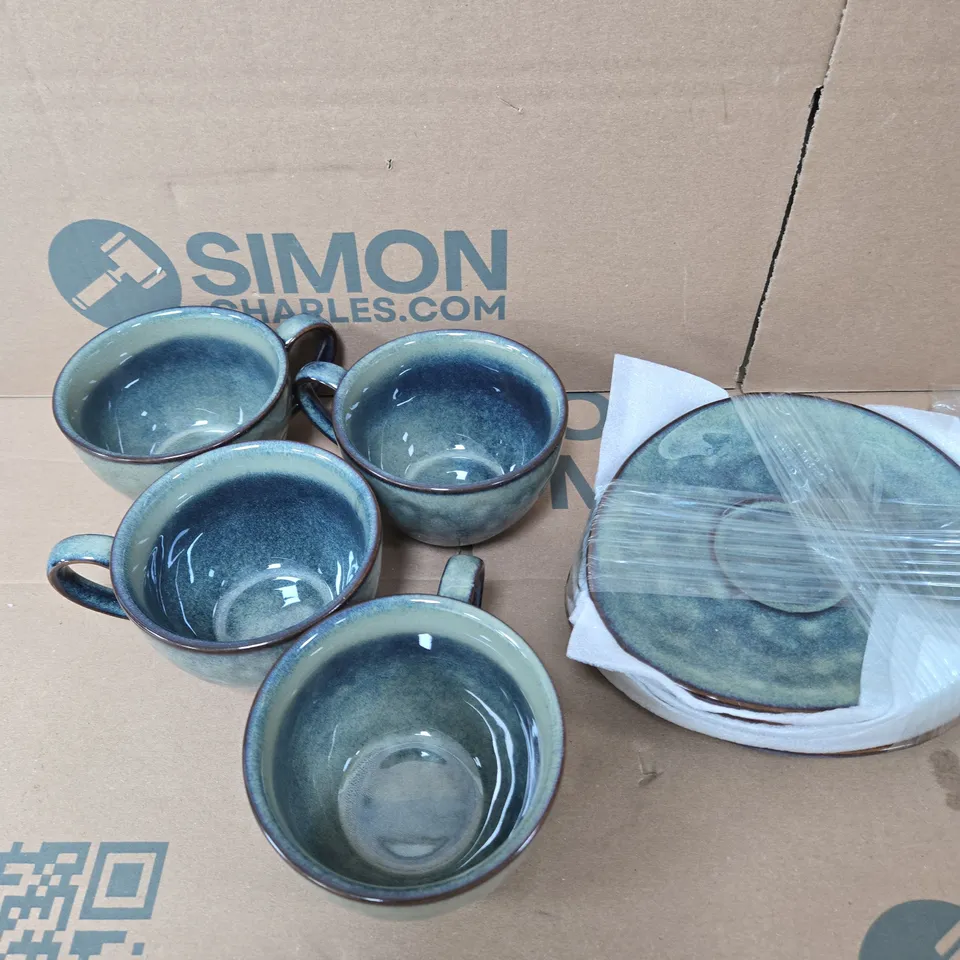 VANCASSO SET OF FOUR CERAMIC CUPS AND SAUCERS 
