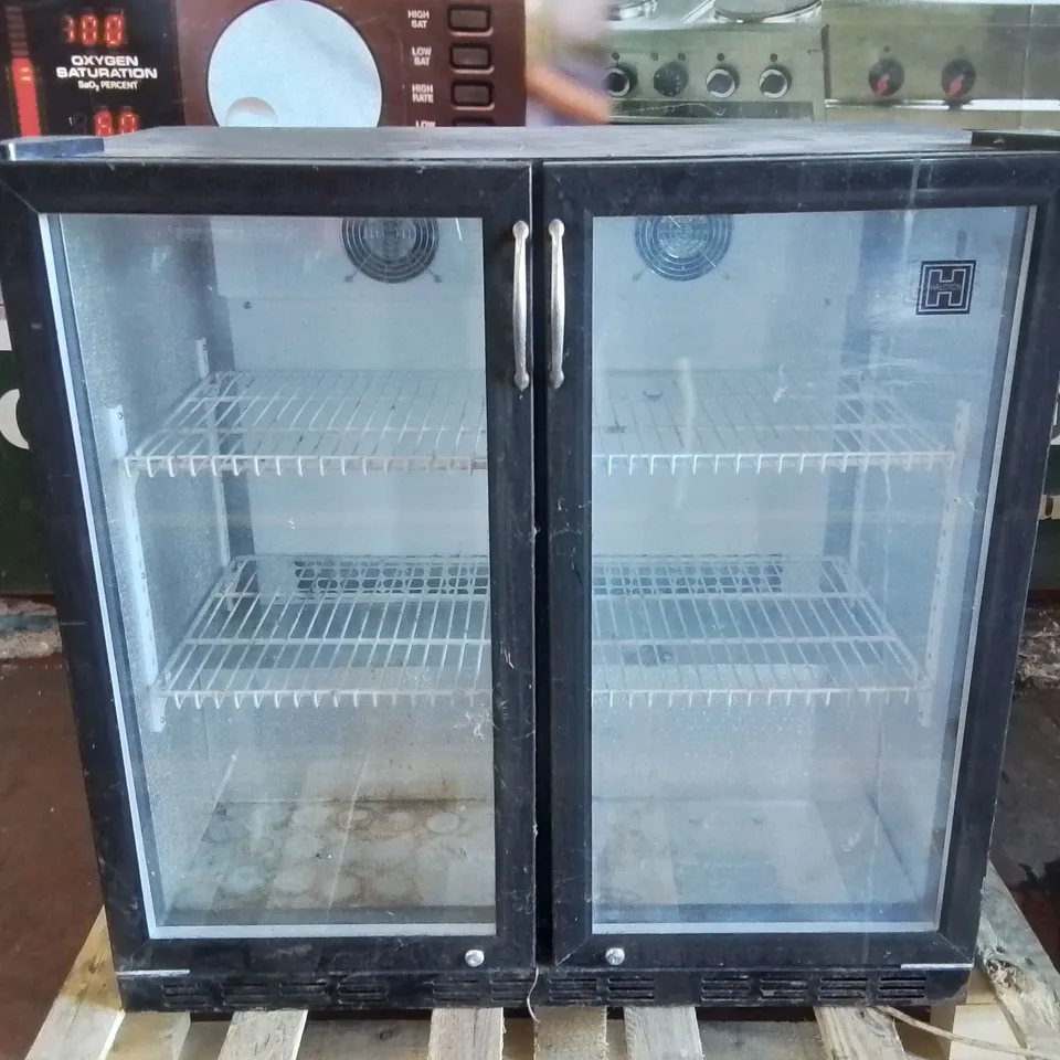 HALCYON HB900B TWIN GLASS DOOR DISPLAYS COMMERCIAL DRINK FRIDGE 