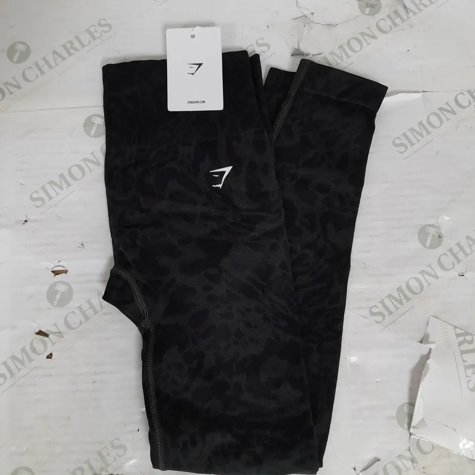 GYMSHARK ADAPT PATTERN SEAMLESS LEGGINGS IN BLACK SIZE S