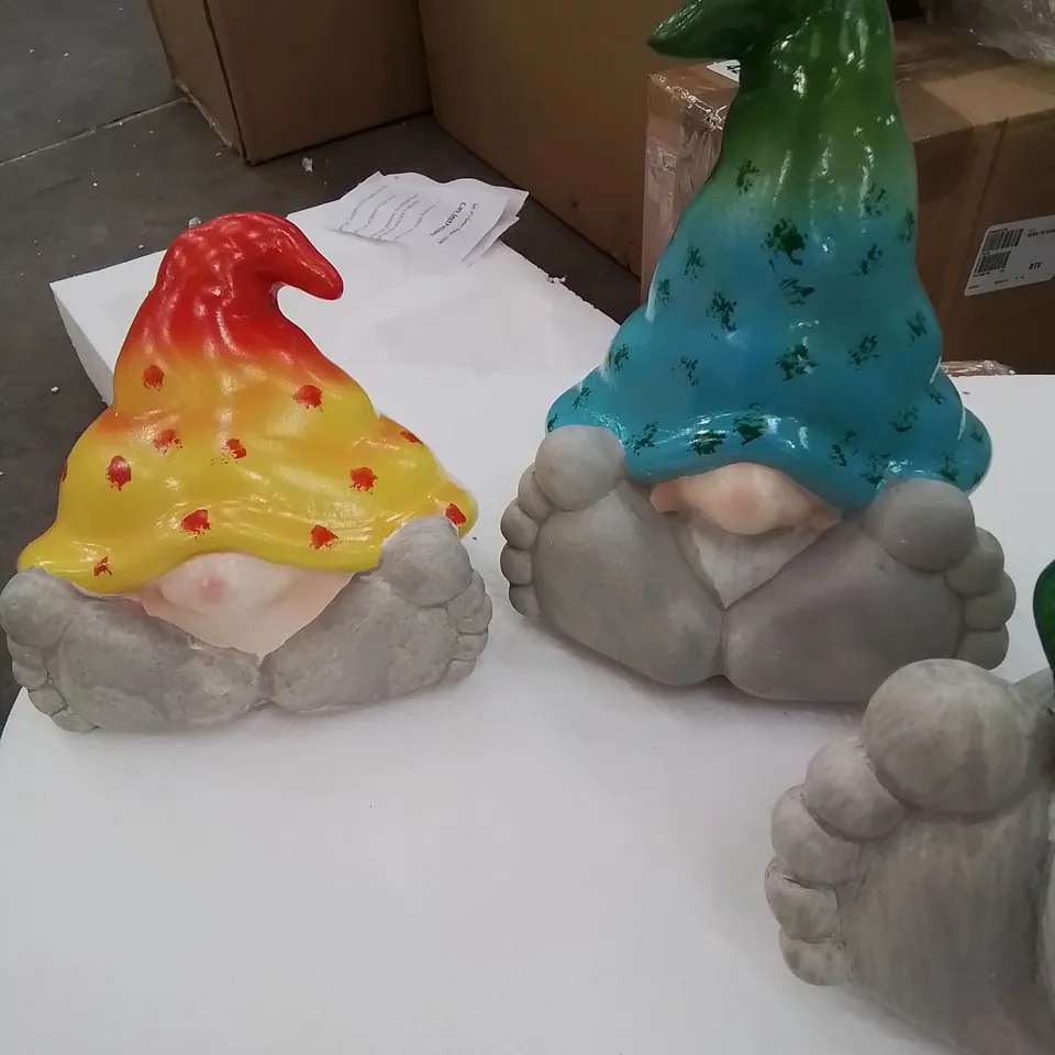 BOXED THREE GARDEN GNOMES