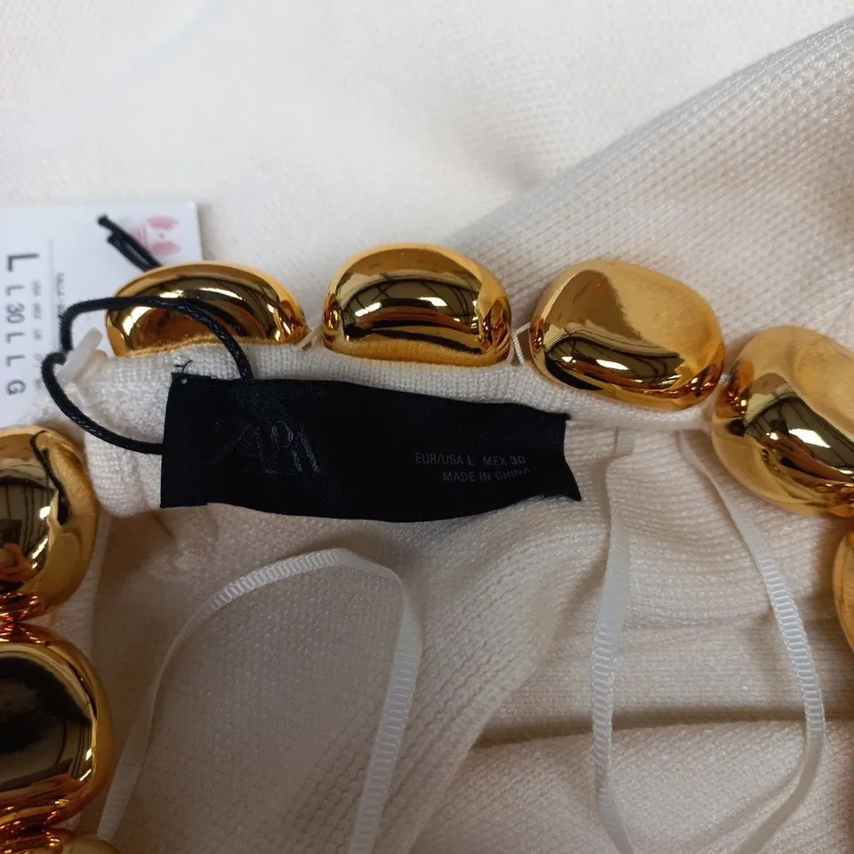 ZARA GOLD-TONE BEAD NECKLACE JUMPER WITH OVERSIZED LINKS