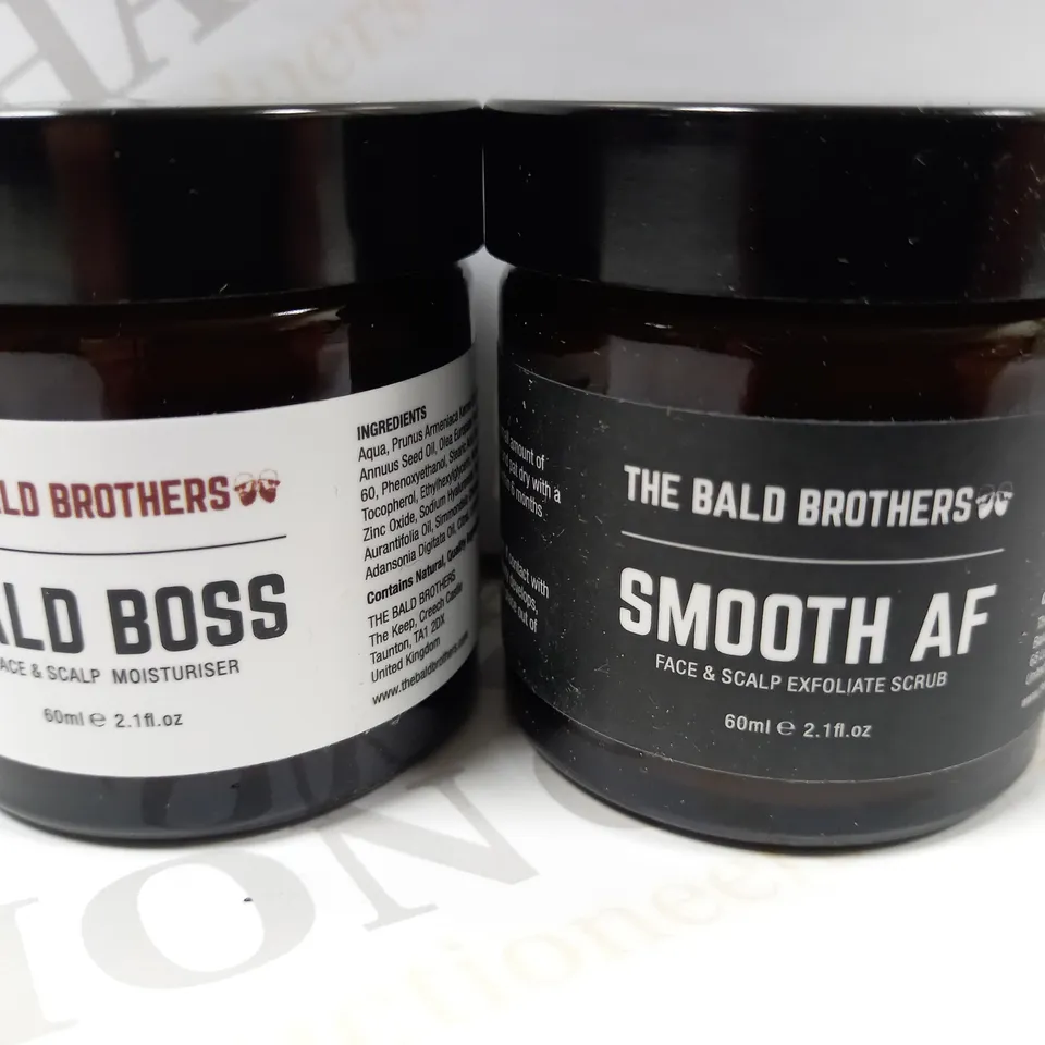 THE BALD BROTHERS FACE & SCALP MOISTURISER  AND EXFOLIATE SCRUB (2X60ML)