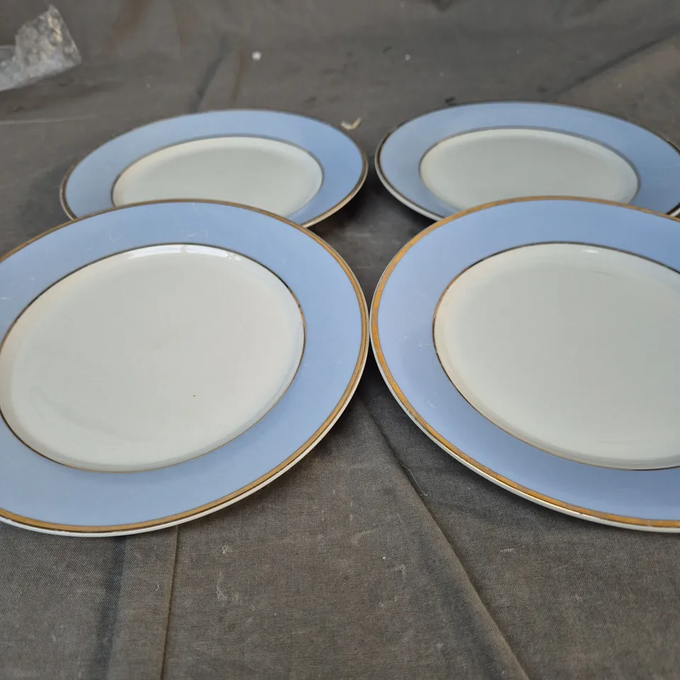 ROYAL DOULTON BLUE RIM DINNER PLATES, SET OF 4 – ©2004 RD