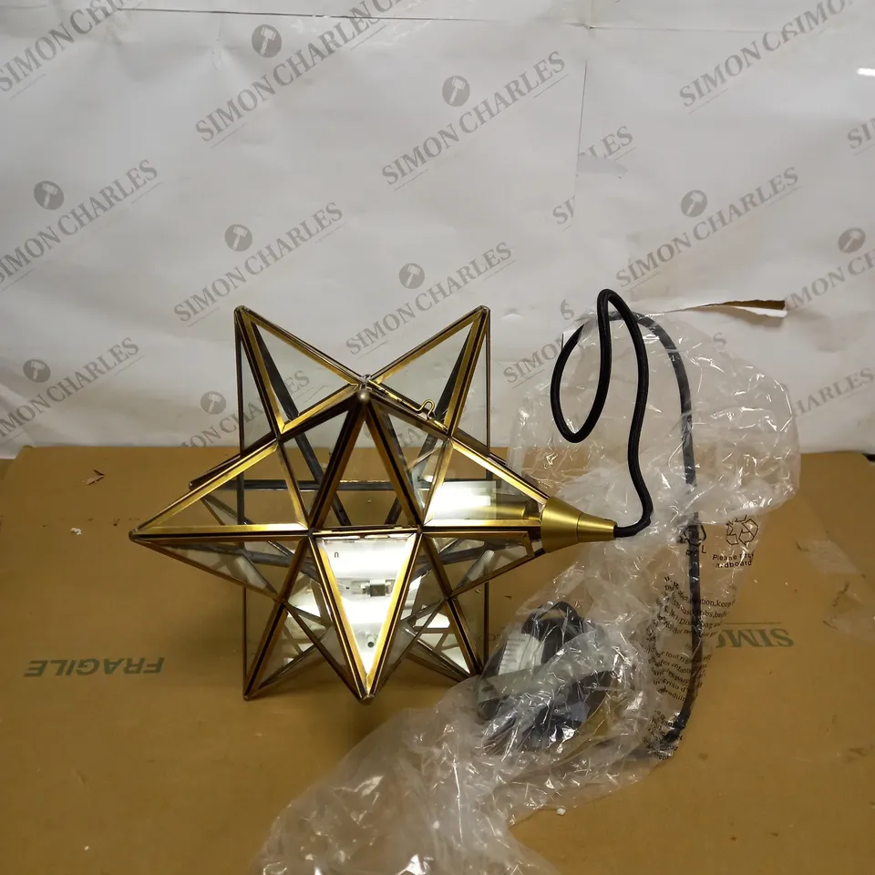 ILARIO LIGHT STAR PENDANT ANTIQUE BRASS GLASS SMALL