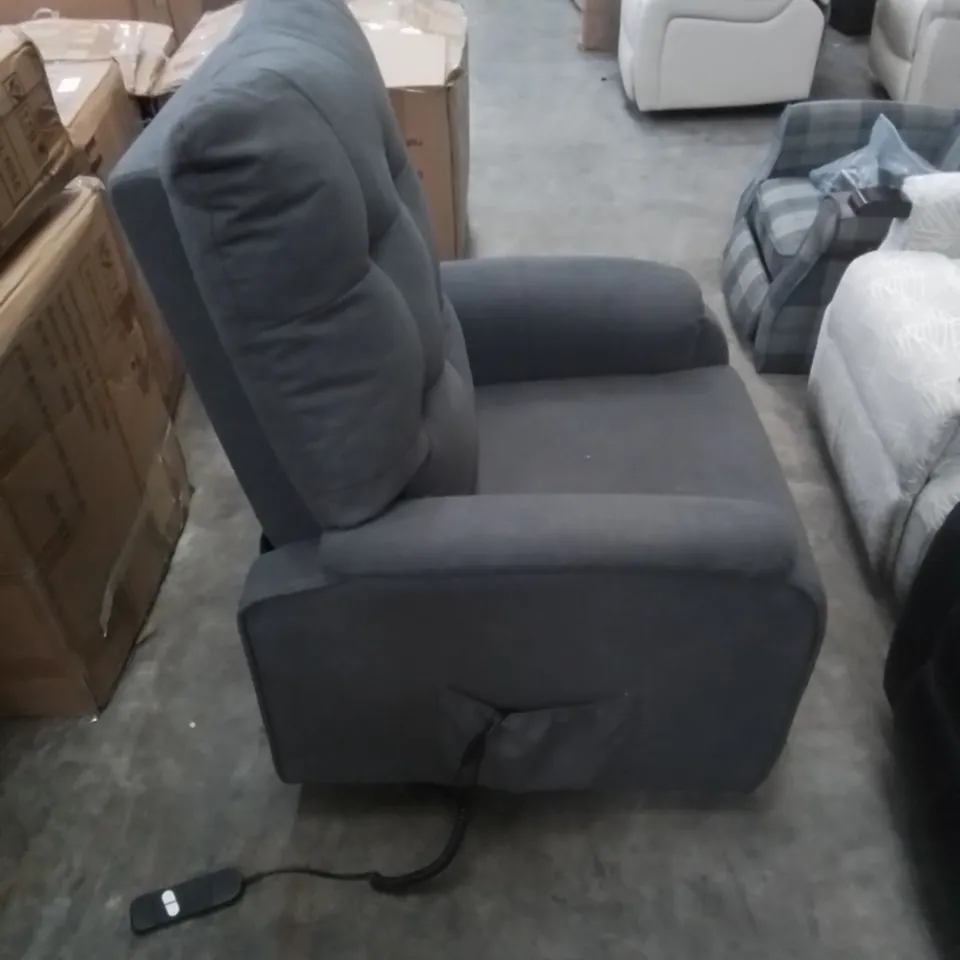 DESIGNER POWER RECLINING FABRIC EASY CHAIR IN GREY 