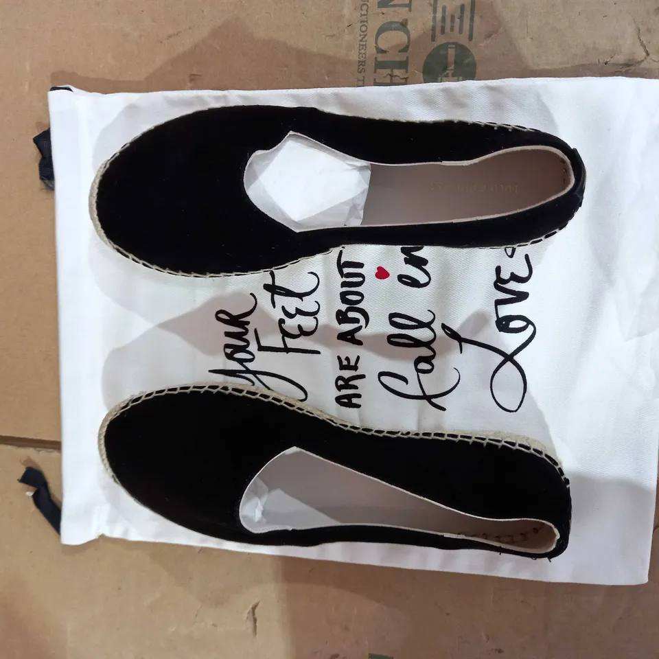 LULU GUINNESS FINDLAY SUEDE ESPADRILLES - BLACK - SIZE 7