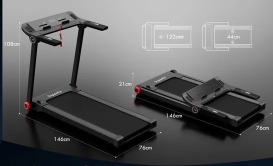 Lot 1064: BOXED COSTWAY 1.3HP ELECTRIC FOLDING TREADMILL WITH 12 ...