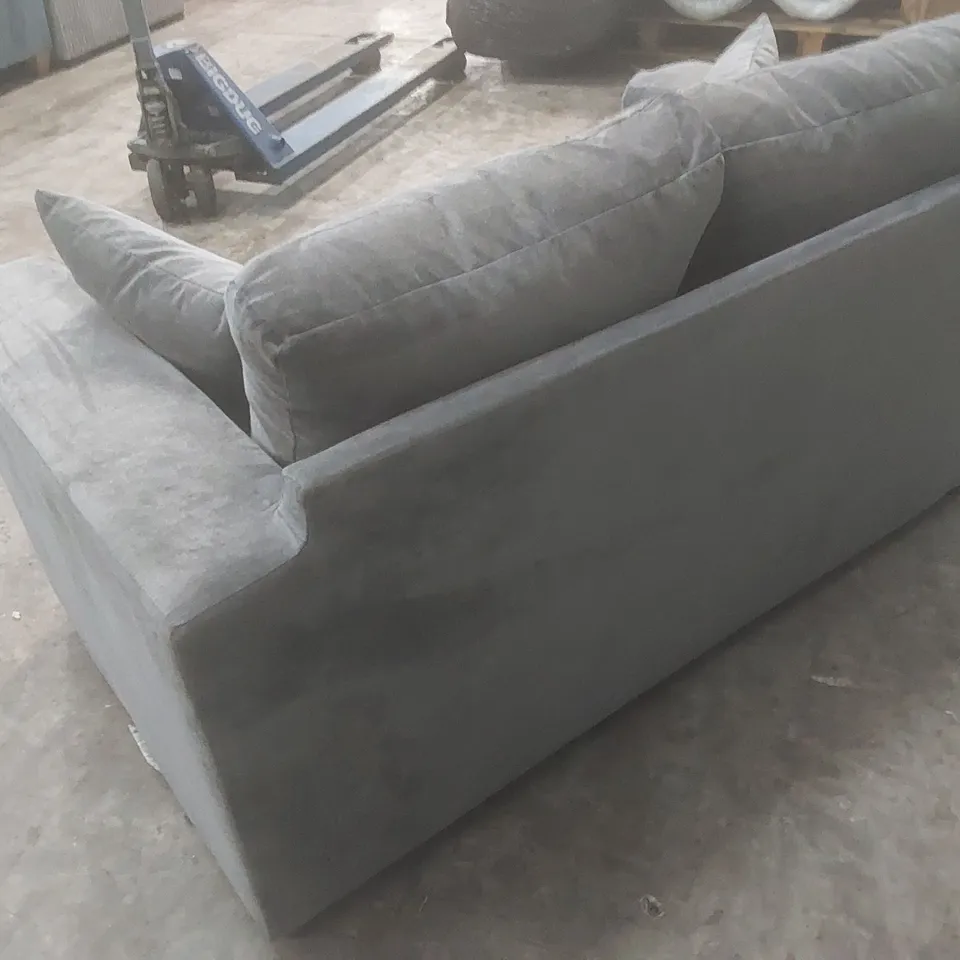 DESIGNER SMALL 2 SEATER FABRIC UPHOLSTERED SOFA - GREY