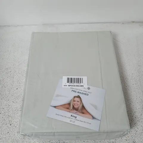 DUVET COVER KING SIZE – 100% COTTON PERCALE, PRE-WASHED (BOXED)