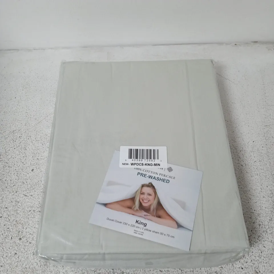 DUVET COVER KING SIZE – 100% COTTON PERCALE, PRE-WASHED (BOXED)
