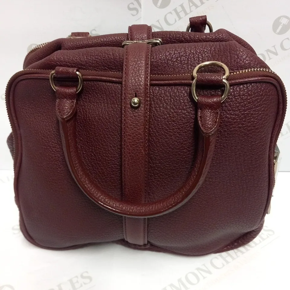 ALEXANDER WANG OXBLOOD BURGUNDY STUDDED HANDLE TEXTURED LEATHER BAG