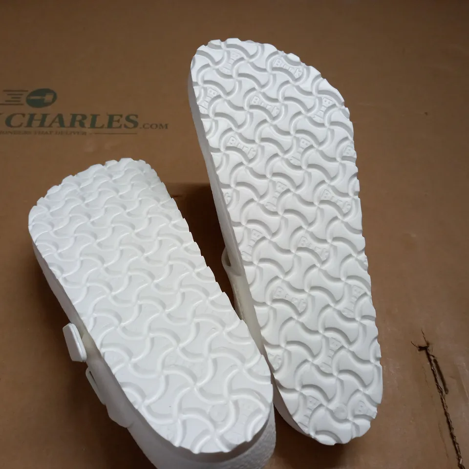 PAIR OF BIRKENSTOCK GIZEH EVA WHITE SANDALS - UK 5.5