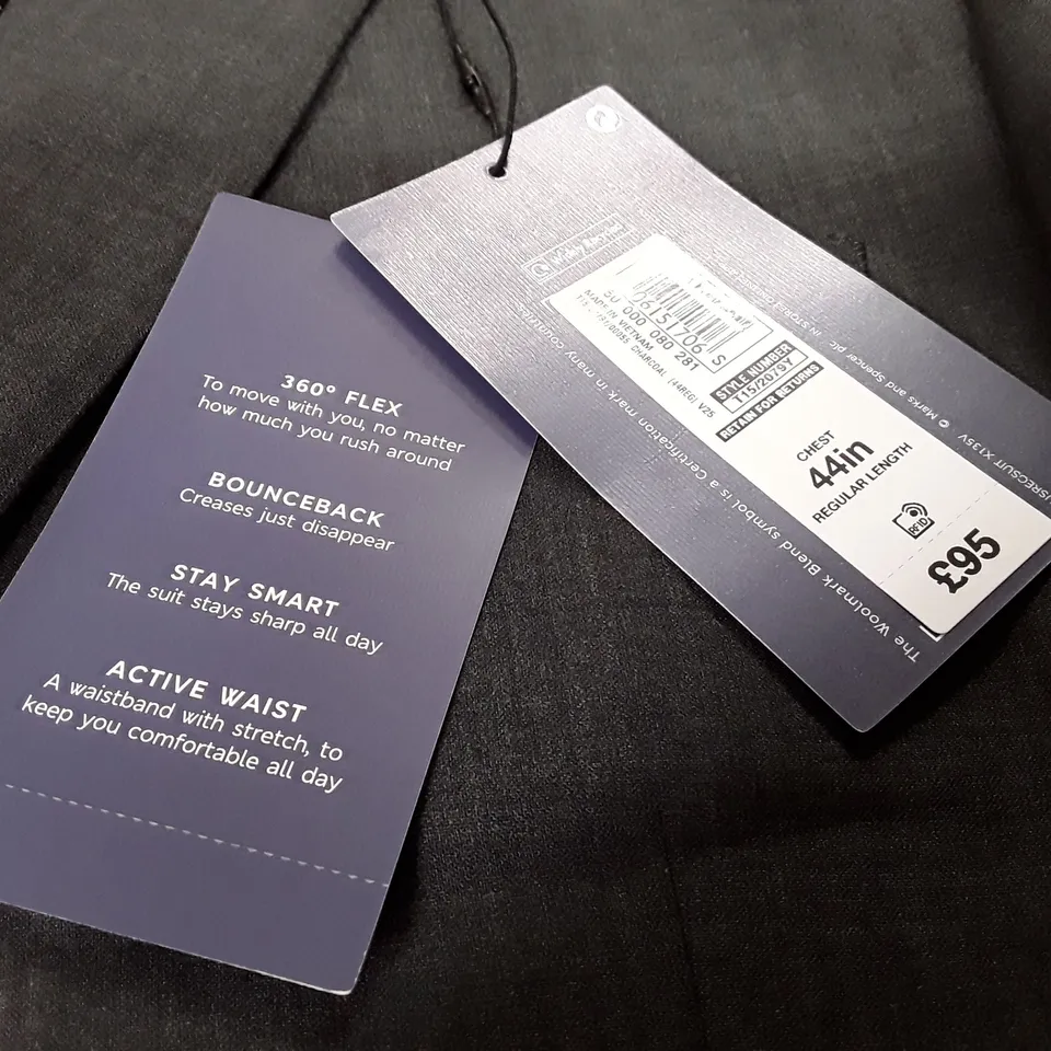 M&S REGULAR FIT GREY SUIT JACKET - 44 REG