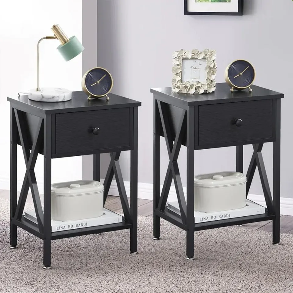 BOXED NS IRON BEDSIDE TABLE (1 BOX)