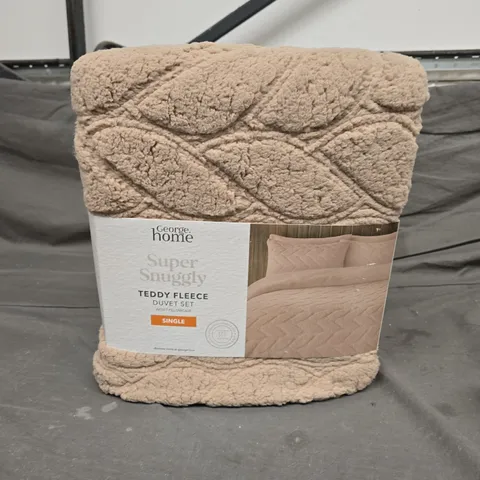 HOME SNUGGLY TEDDY FLEECE DUVET SET IN BEIGE - SINGLE