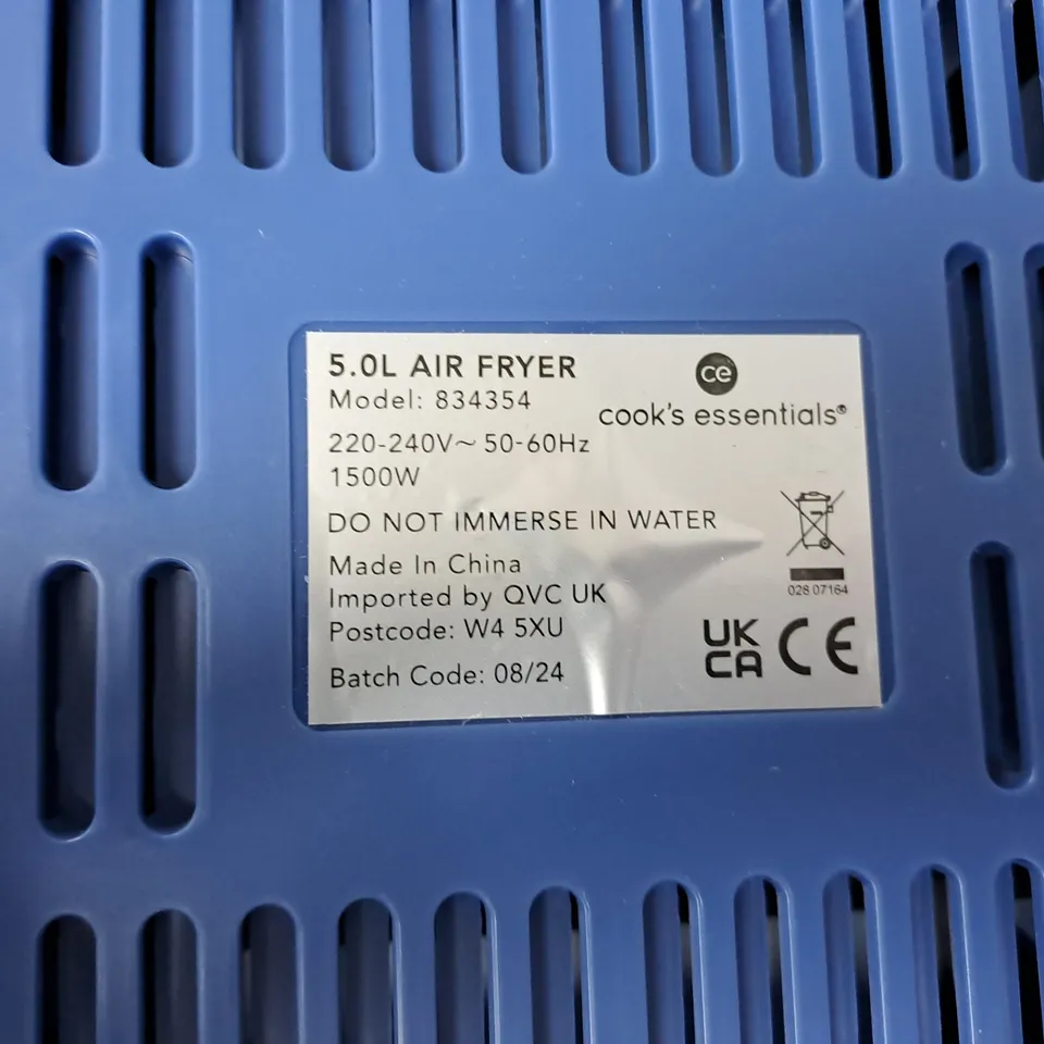 COOK'S ESSENTIALS 5L AIR FRYER – BLUE, MODEL 834354