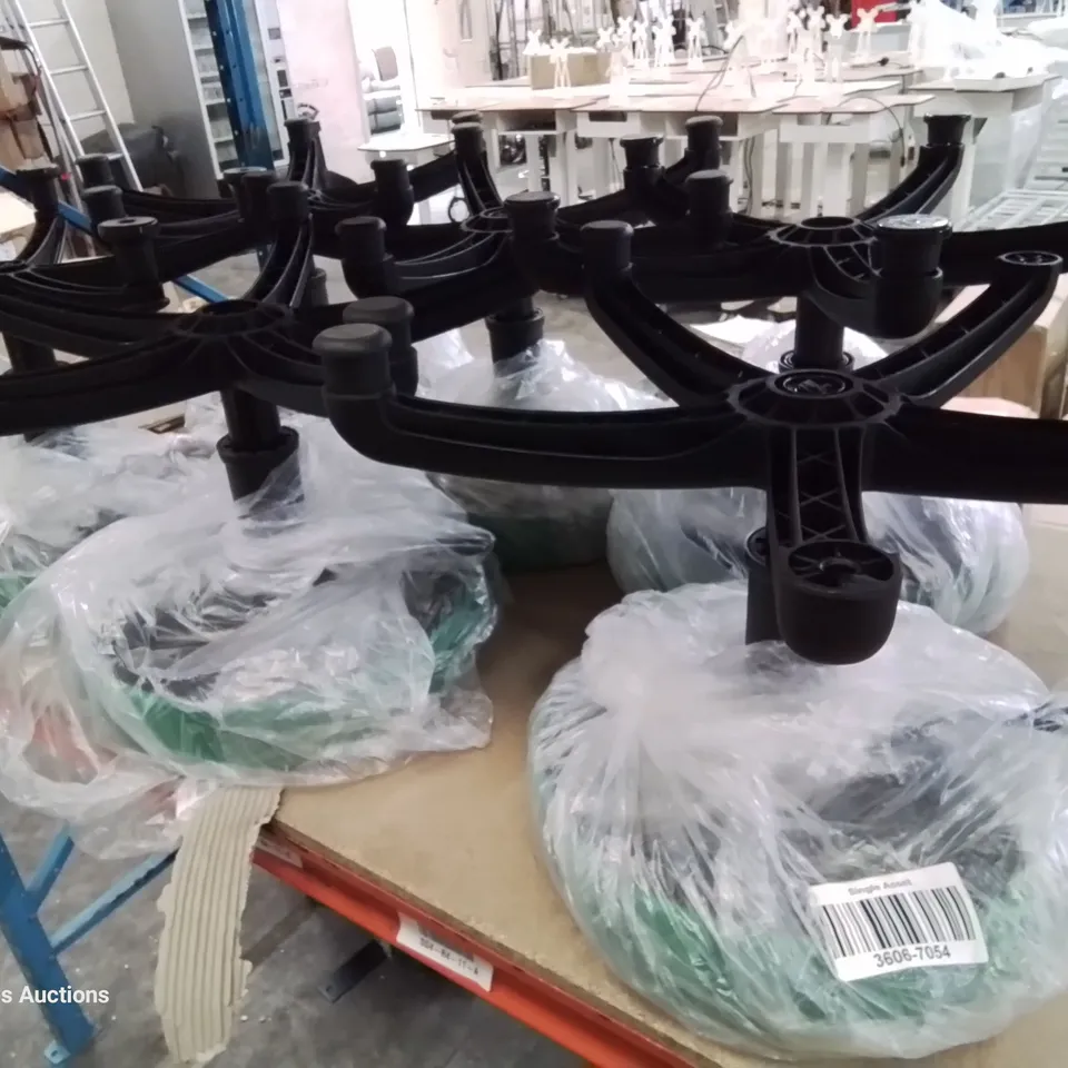 SIX HEIGHT ADJUSTABLE EXAMINATION STOOLS GREEN PU SEAT PADS