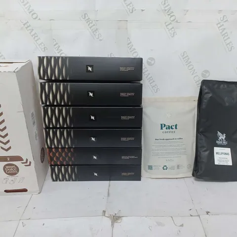 ASSORTED FOOD TOTE TO INCLUDE COFFEE FROM NESCAFE, PACT, AND SQUARE MILE 