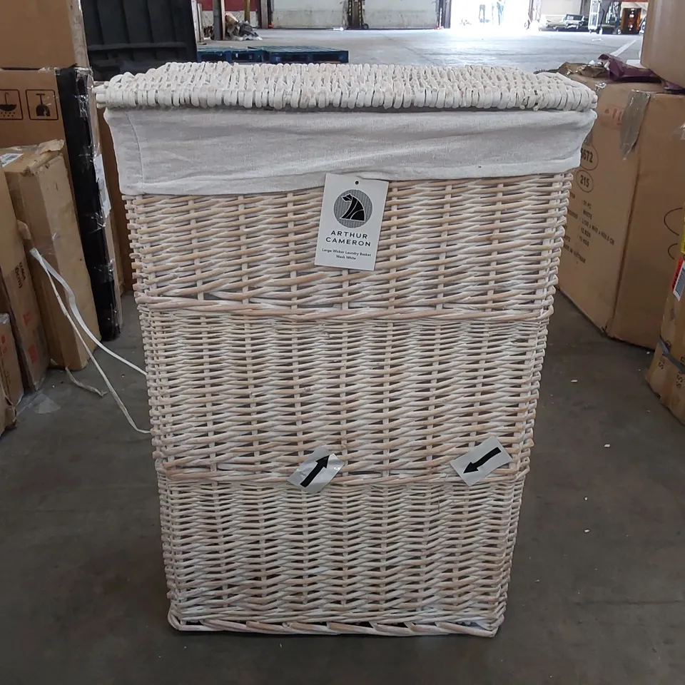 BOXED ARTHUR CAMERON RECTANGULAR WICKER LAUNDRY BASKET BIN (1 BOX)