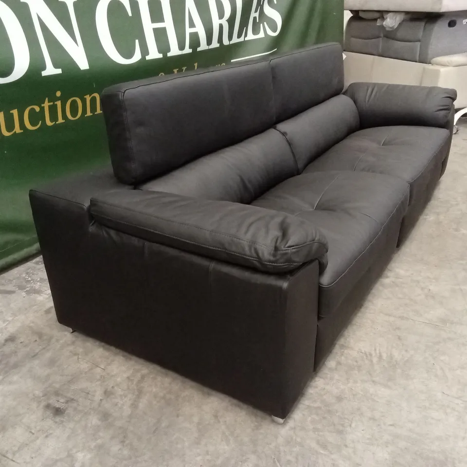 BRADY PREMIUM LEATHER 4 SEATER SOFA - BLACK RRP £1179