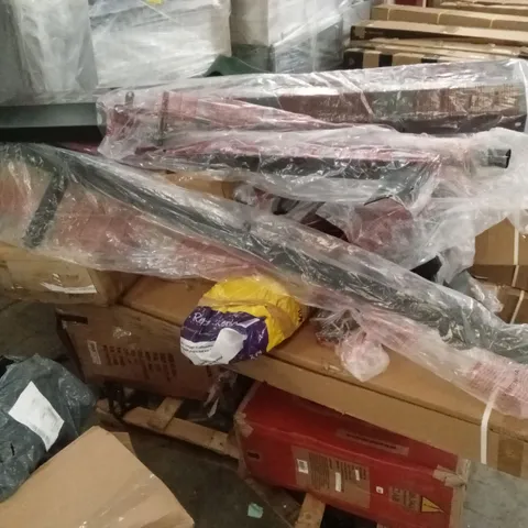 PALLET OF ASSORTED INCOMPLETE SPORTS EQUIPMENT, PRAM AND OUTDOOR PLAY PARTS AND PIECES
