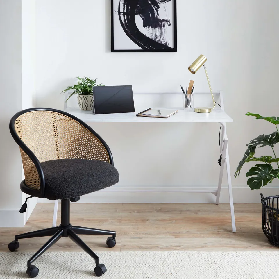 BOXED EVELYN FOLDING WIDE DESK - MARBLE EFFECT