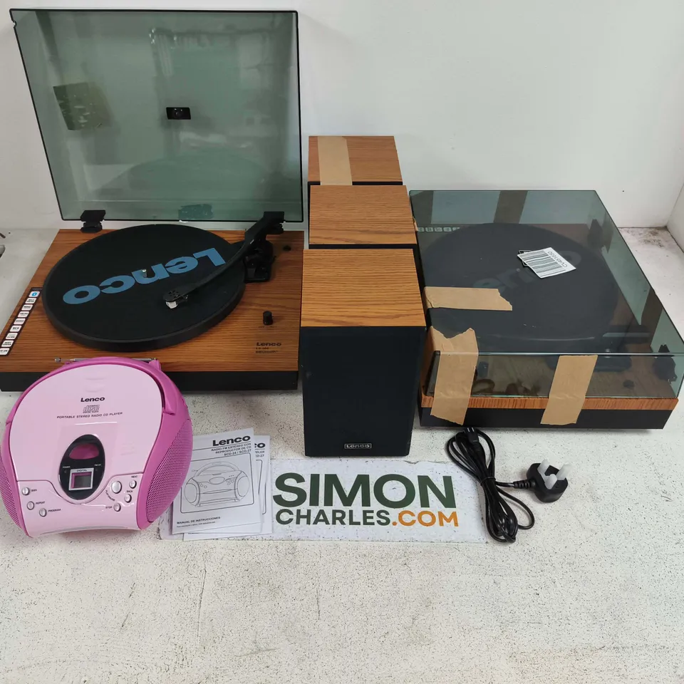 LOT OF 10 ASSORTED LENCO AUDIO ITEMS TO INCLUDE TURNTABLES, SPEAKERS AND CD-PLAYER